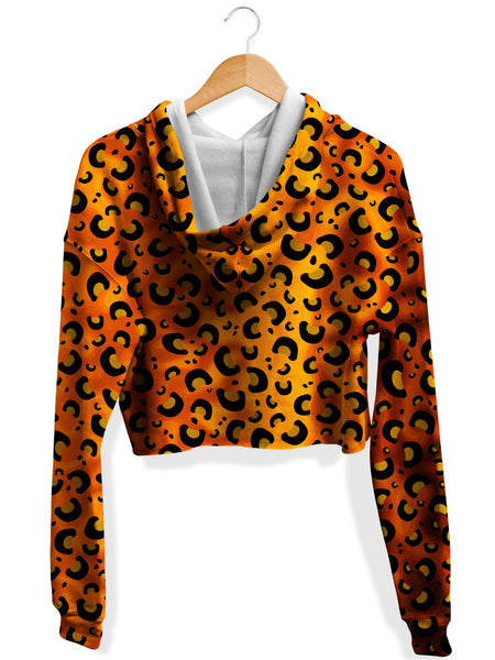Sartoris Art - Cheetah Print Fleece Crop Hoodie