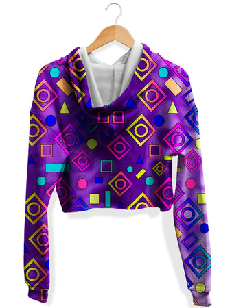 Sartoris Art - Geometric On Purple Fleece Crop Hoodie