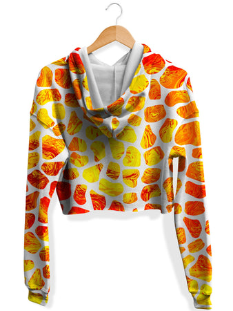 Sartoris Art - Giraffe Pattern Fleece Crop Hoodie