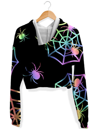 Sartoris Art - Pastel Spider Webs Fleece Crop Hoodie