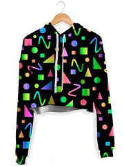 Party Geometric Fleece Crop Hoodie