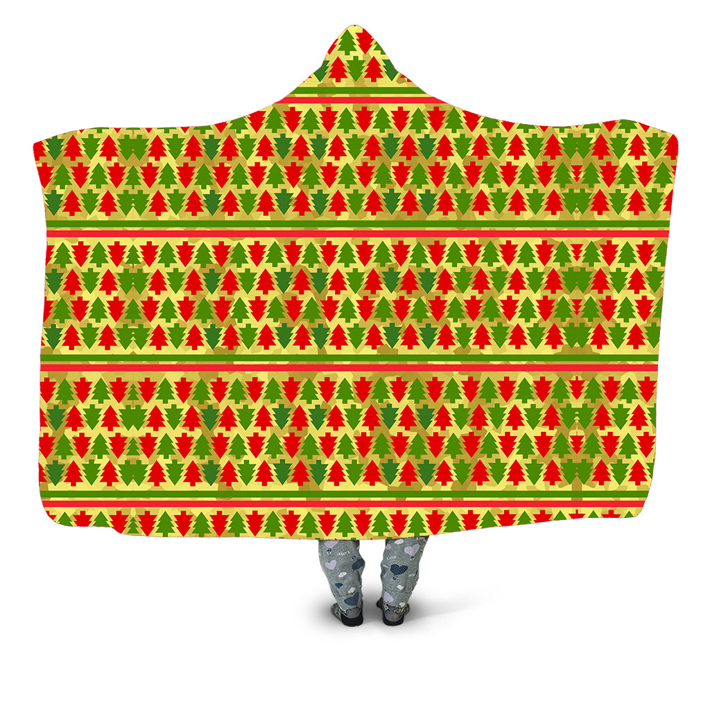 Festive Christmas Trees Hooded Blanket