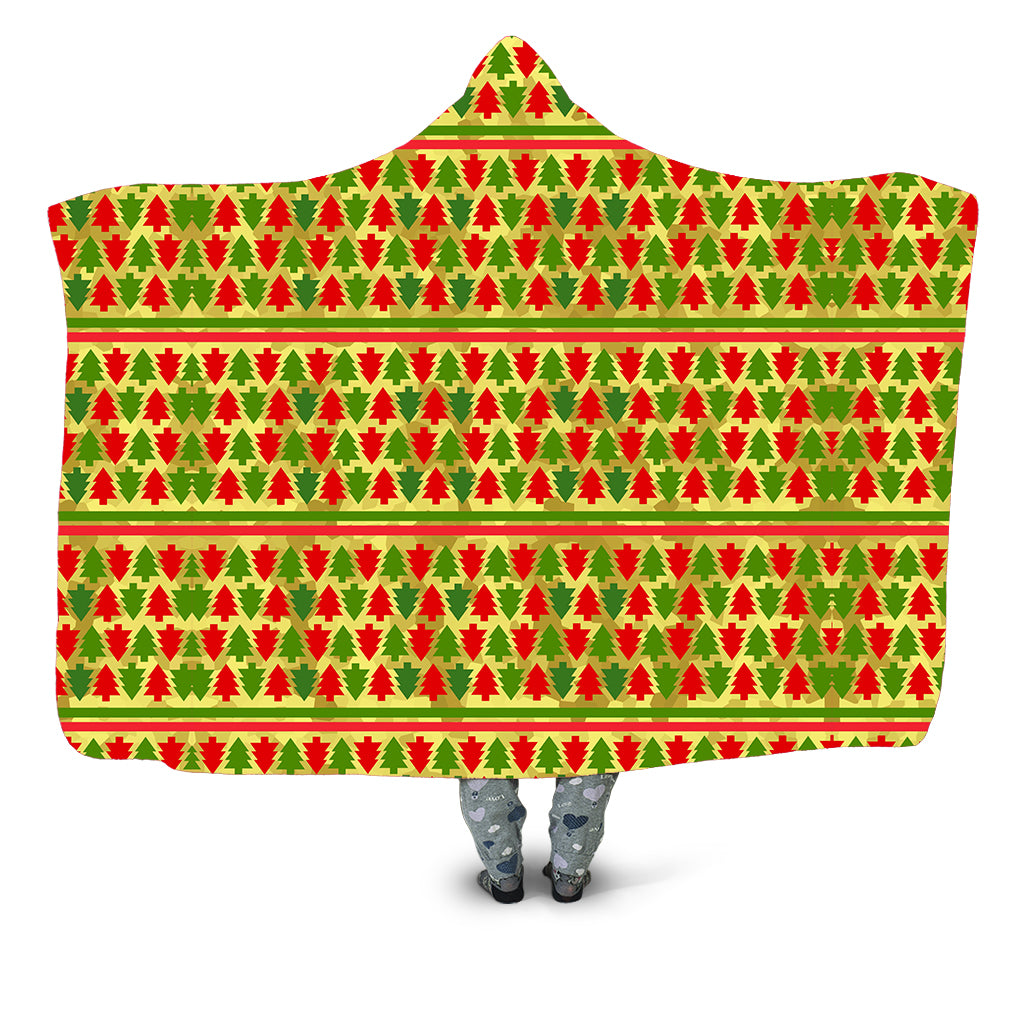 Sartoris Art - Festive Christmas Trees Hooded Blanket
