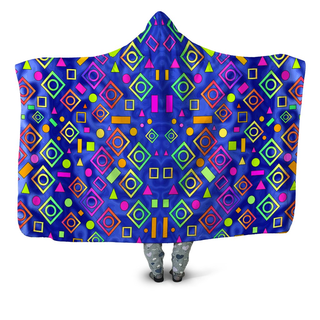 Sartoris Art - Geometric On Blue Hooded Blanket