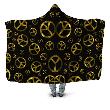 Sartoris Art - Peace Sign Gold Hooded Blanket