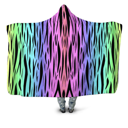 Sartoris Art - Rainbow Tiger Stripes Hooded Blanket