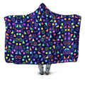 Retro Shapes Peace Symbols Blue Hooded Blanket Sartoris Art Epic Hoodie