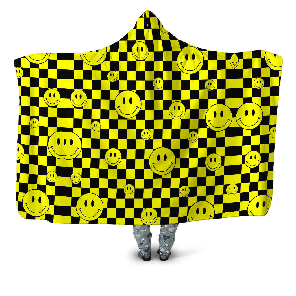 Smile Checkerboard Hooded Blanket