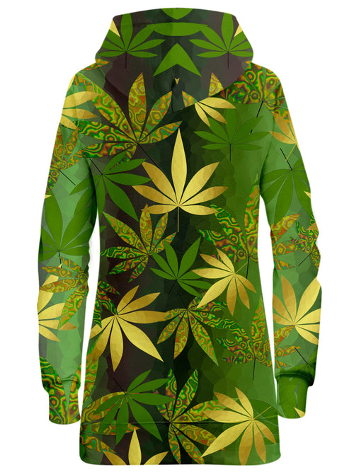 Gold Weed Leaves Hoodie Dress Sartoris Art Epic Hoodie