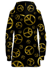 Peace Sign Gold Hoodie Dress