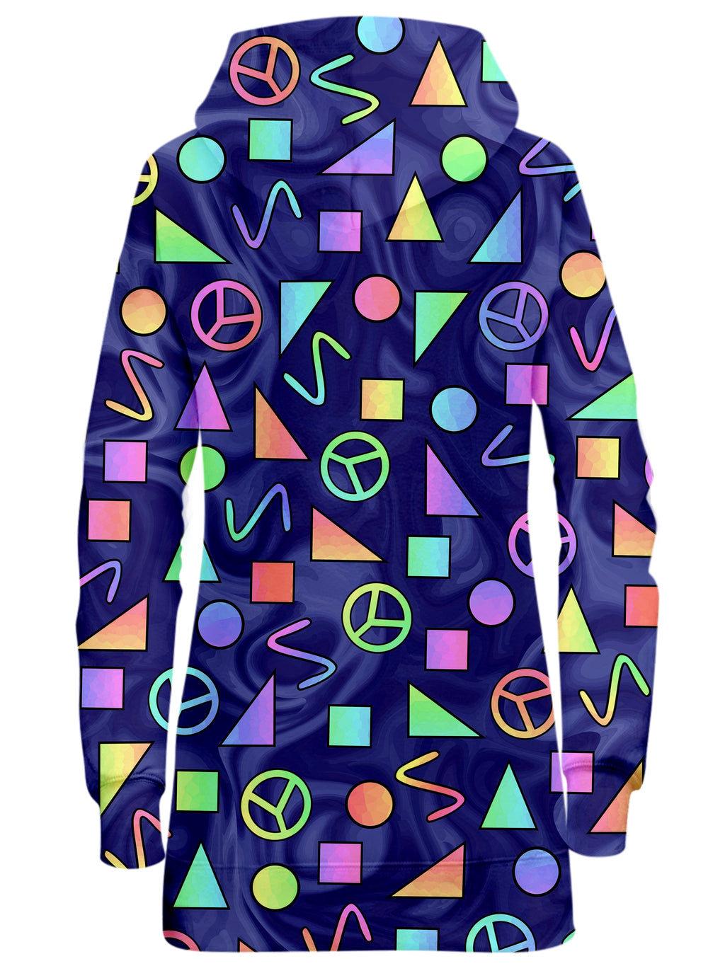 Retro Shapes Peace Symbols Blue Hoodie Dress Sartoris Art Epic Hoodie