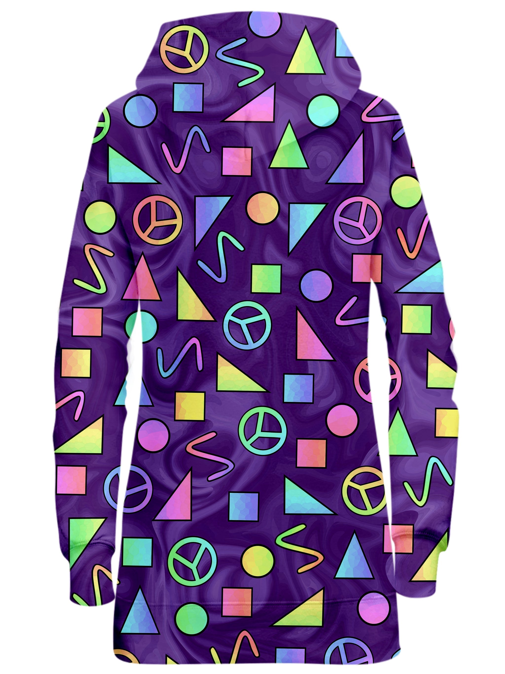 Retro Shapes Peace Symbols Purple Hoodie Dress