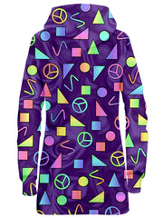 Retro Shapes Peace Symbols Purple Hoodie Dress