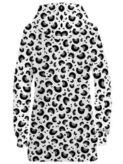 Snow Leopard Print Hoodie Dress