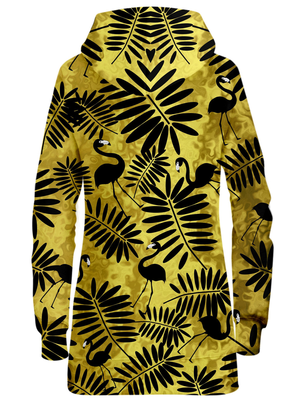 Tropical Black Flamingos Hoodie Dress