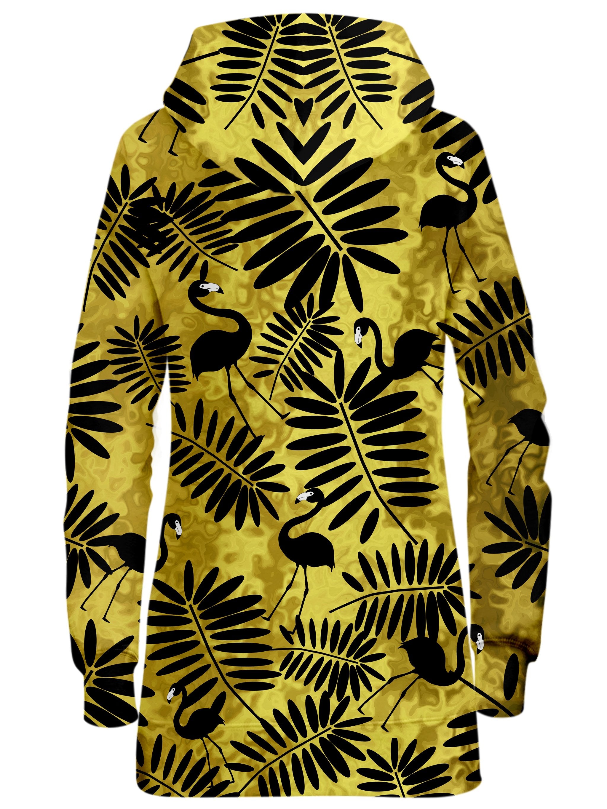 Tropical Black Flamingos Hoodie Dress