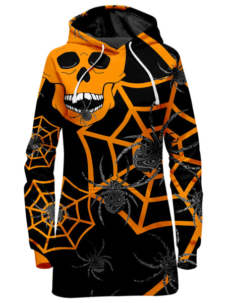 Sartoris Art - Orange Skull Halloween Hoodie Dress