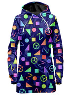 Retro Shapes Peace Symbols Blue Hoodie Dress Sartoris Art Epic Hoodie