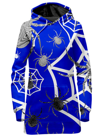 Sartoris Art - Spider Webs On Blue Hoodie Dress
