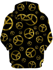 Peace Sign Gold Unisex Zip-Up Hoodie