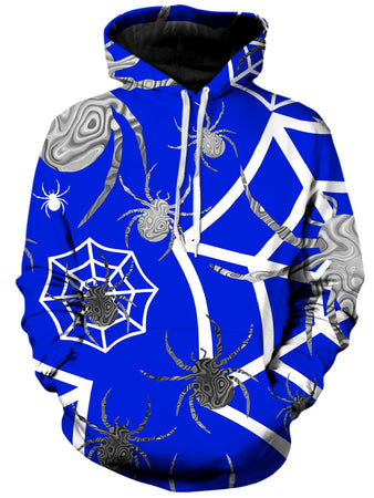 Sartoris Art - Spider Webs On Blue Unisex Hoodie