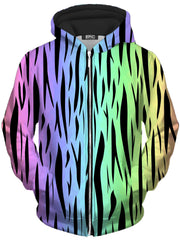 Rainbow Tiger Stripes Unisex Zip-Up Hoodie