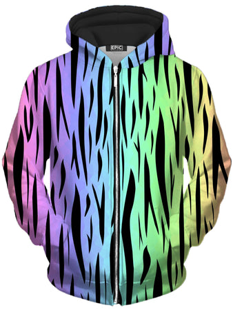 Sartoris Art - Rainbow Tiger Stripes Unisex Zip-Up Hoodie