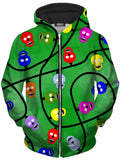 Christmas Skulls Green Unisex Zip-Up Hoodie Sartoris Art Epic Hoodie