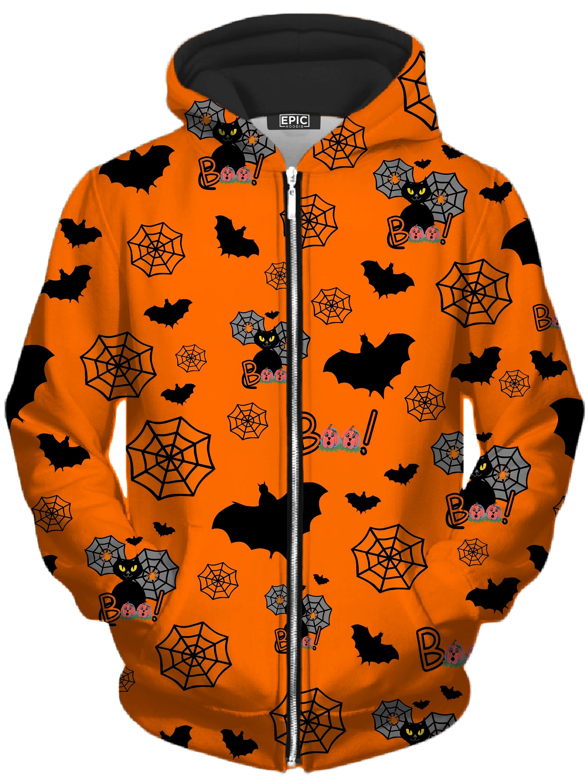 Halloween Black Cats Unisex Zip-Up Hoodie