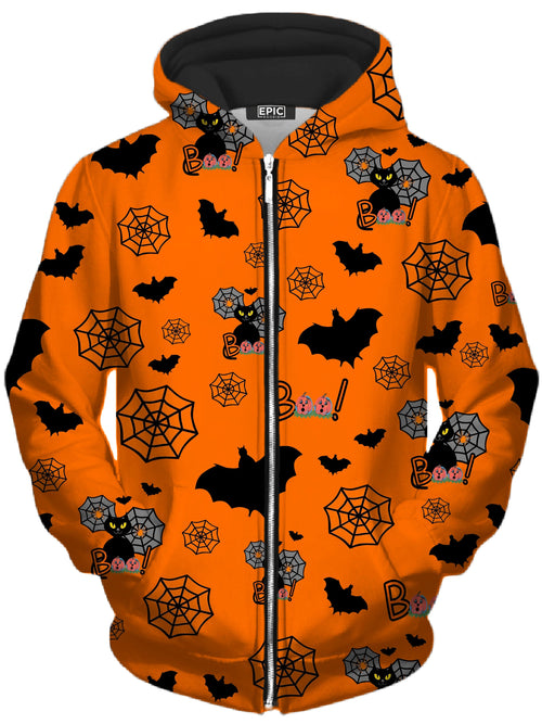Halloween Black Cats Unisex Zip-Up Hoodie Sartoris Art Epic Hoodie