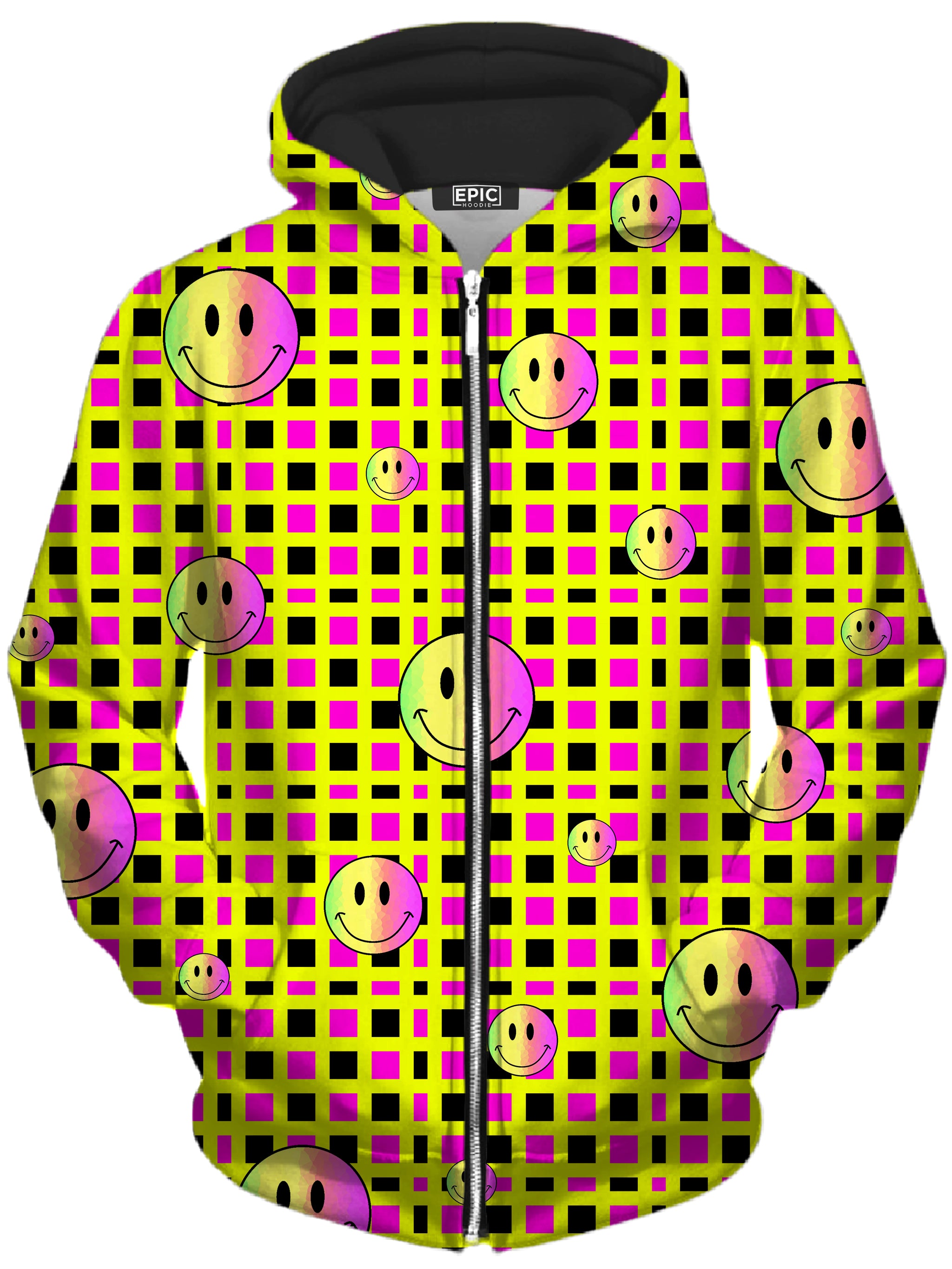 Happy Plaid Unisex Zip-Up Hoodie