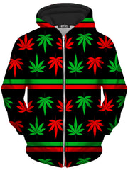 Red And Green Festive Bud Unisex Zip-Up Hoodie