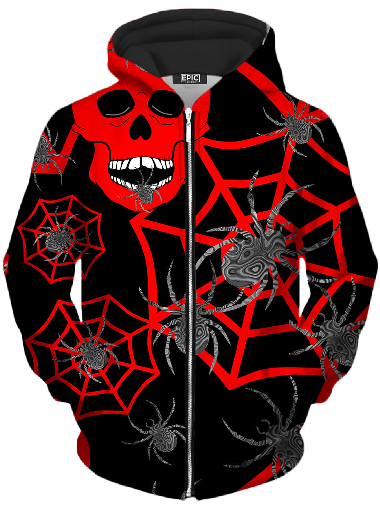 Sartoris Art - Red Skull Halloween Unisex Zip-Up Hoodie