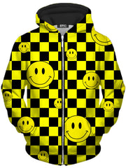 Smile Checkerboard Unisex Zip-Up Hoodie