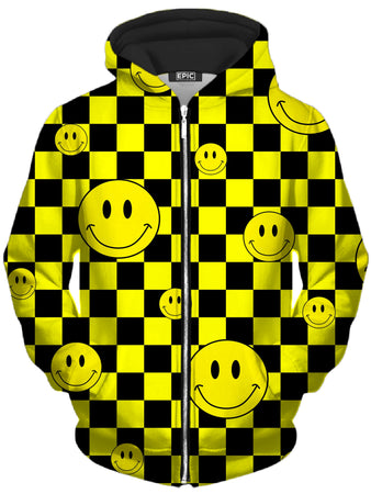 Sartoris Art - Smile Checkerboard Unisex Zip-Up Hoodie