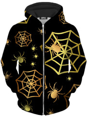 Spiders In Gold Unisex Zip-Up Hoodie