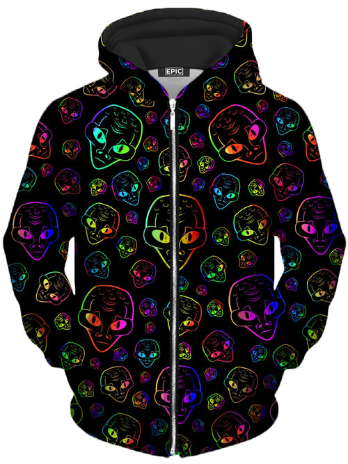 Alien Invasion Unisex Zip-Up Hoodie Sartoris Art Epic Hoodie