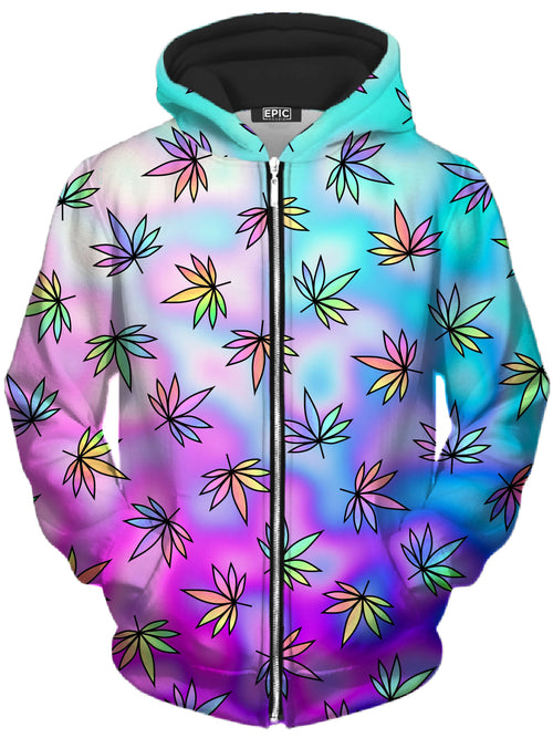 Cascading Marijuana Unisex Zip-Up Hoodie Sartoris Art Epic Hoodie