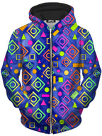 Geometric On Blue Unisex Zip-Up Hoodie Sartoris Art Epic Hoodie