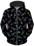 Peace and Love Unisex Zip-Up Hoodie Sartoris Art Epic Hoodie