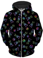 Peace and Love Unisex Zip-Up Hoodie Sartoris Art Epic Hoodie