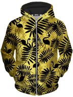 Tropical Black Flamingos Unisex Zip-Up Hoodie Sartoris Art Epic Hoodie