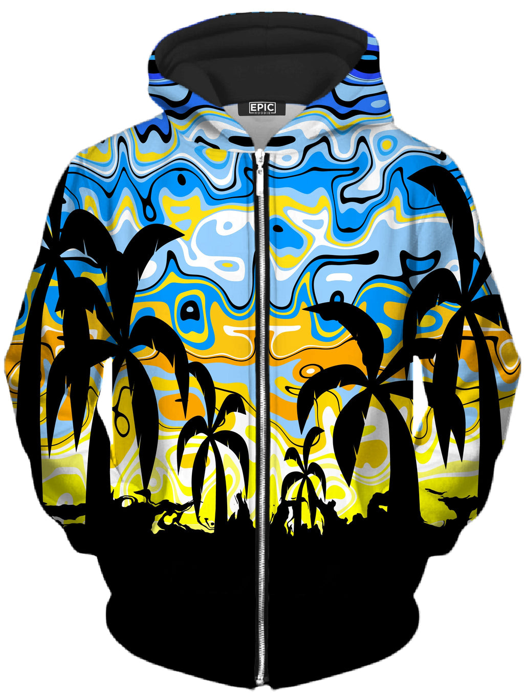 Tropical Night Unisex Zip-Up Hoodie Sartoris Art Epic Hoodie