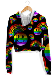 Rainbow Love Fleece Crop Hoodie