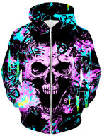 Skull Graffiti Unisex Zip-Up Hoodie Big Tex Funkadelic Epic Hoodie