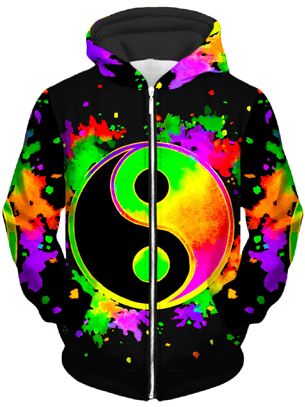 Splatter Yin Yang 2 Unisex Zip-Up Hoodie, BrizBazaar, T6 - Epic Hoodie