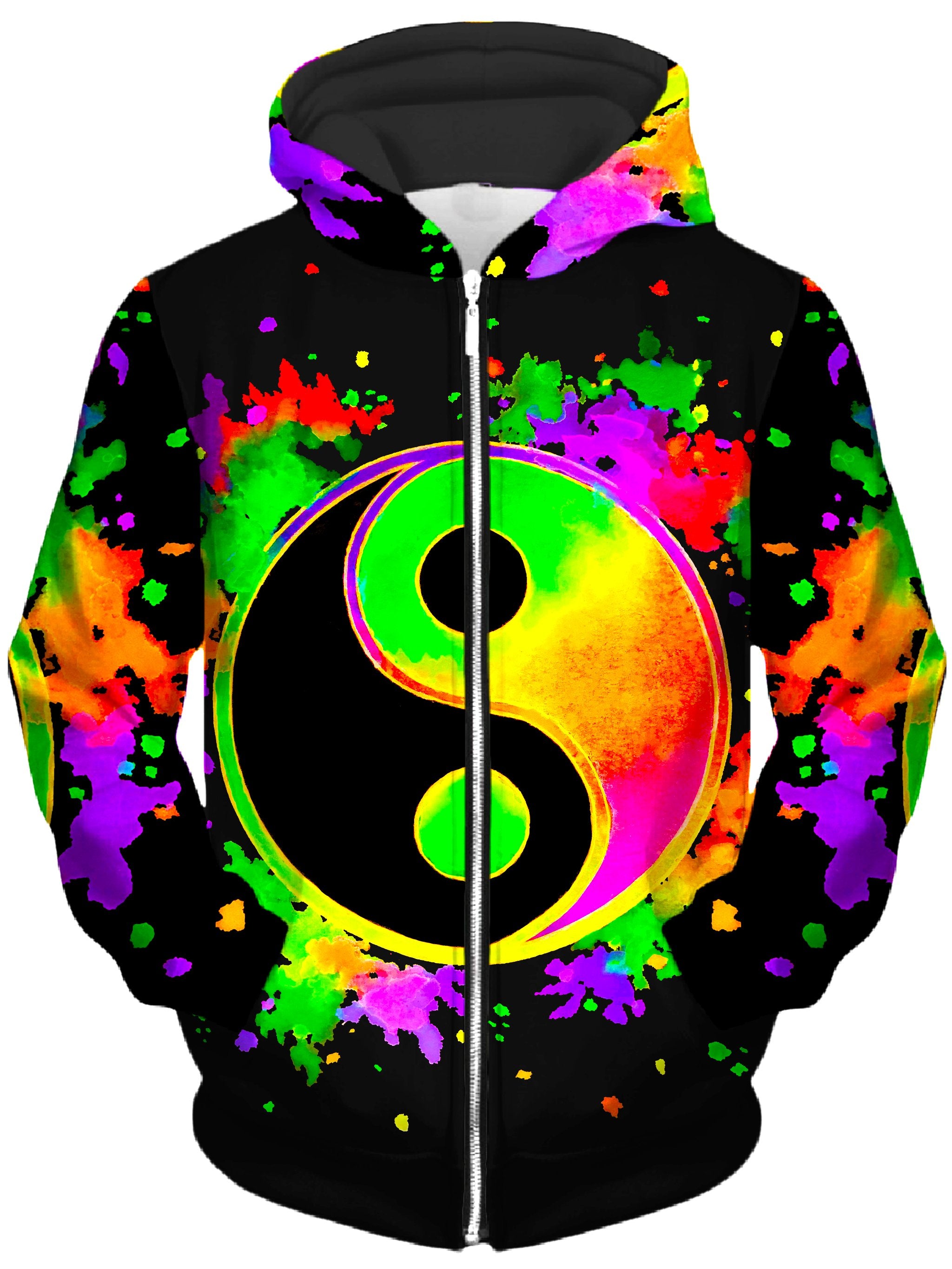Splatter Yin Yang 2 Unisex Zip-Up Hoodie, BrizBazaar, T6 - Epic Hoodie
