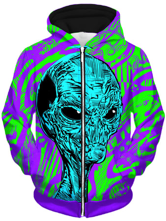 Technodrome - Alien Unisex Zip-Up Hoodie