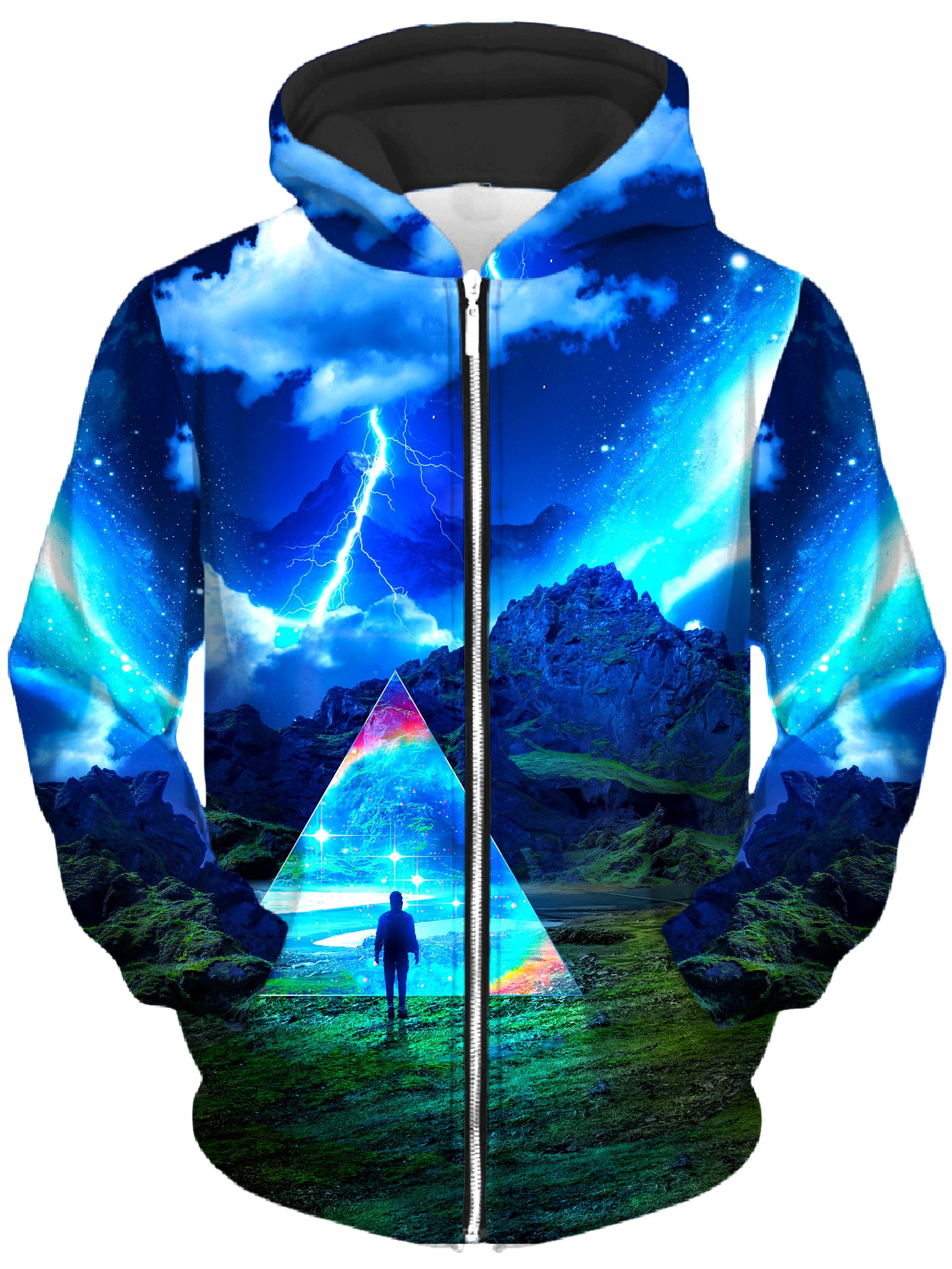 Rainbow Triangle Unisex Zip-Up Hoodie, Think Lumi, T6 - Epic Hoodie