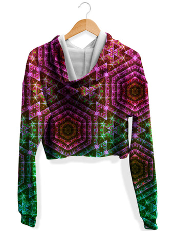 Yantrart Design - Cracked Mind Contrast Fleece Crop Hoodie